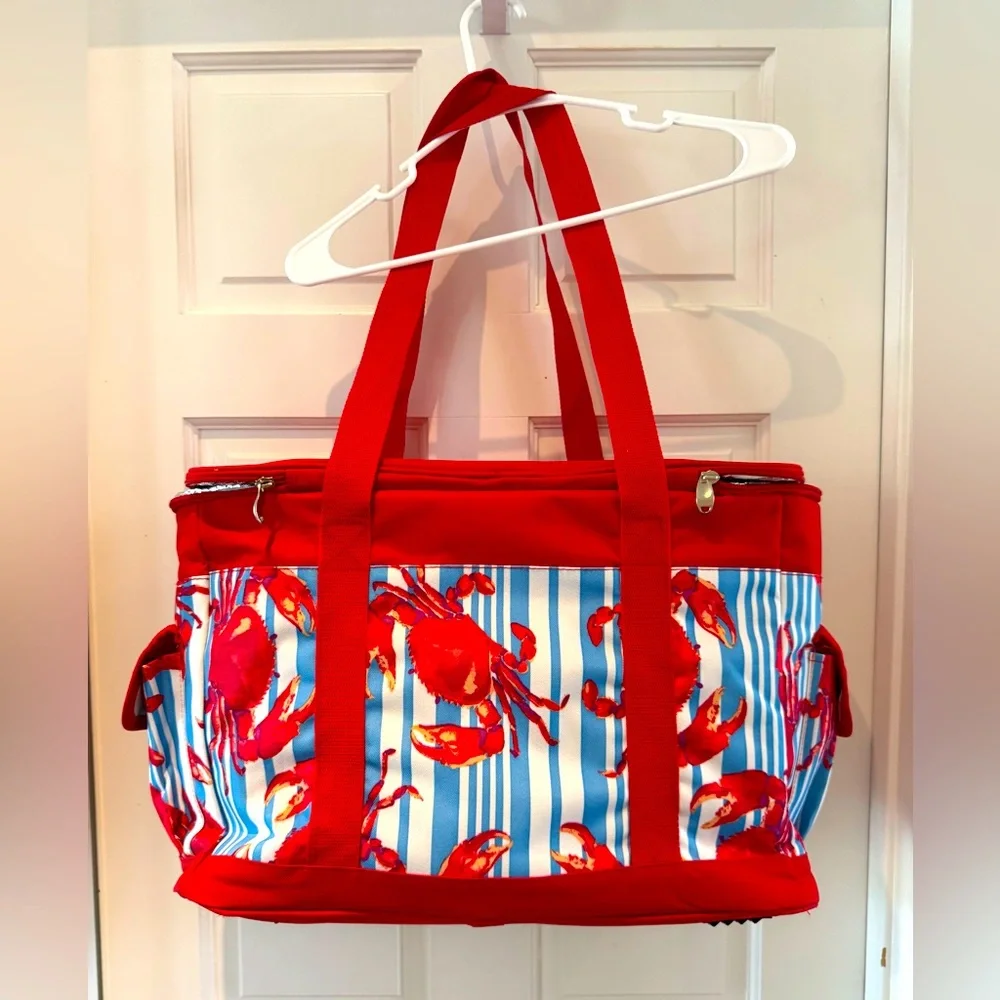 Tommy Bahama Large Insulated Cooler Tote Bag | Beach Picnic Travel | Crab Print